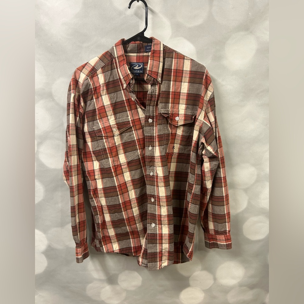 Roper rust plaid button down long sleeve‎ men’s shirt size large